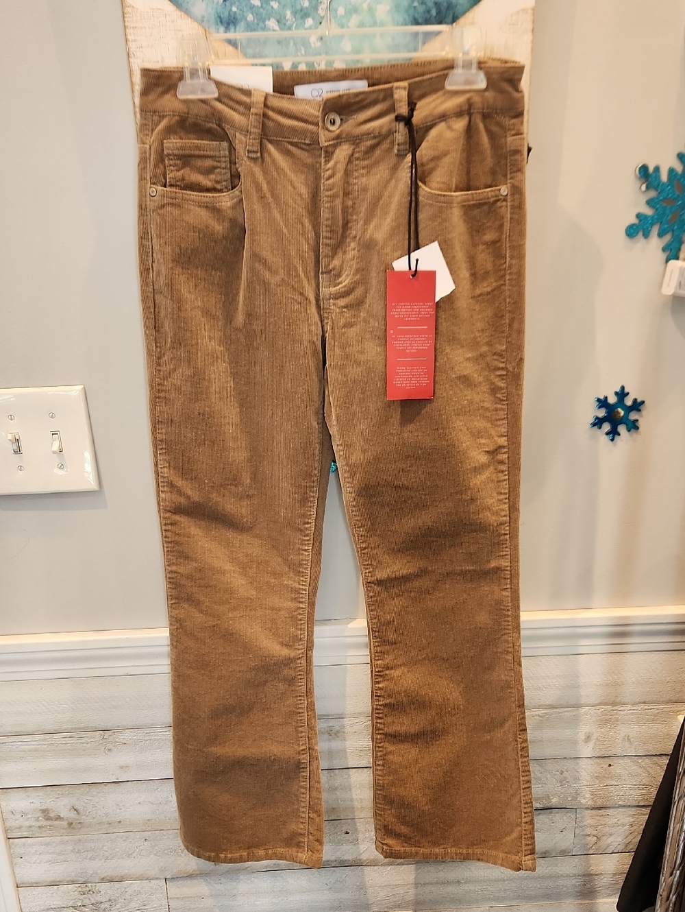 NWT Q2 Corduroy Flared Pants in Light Brown Sz 8